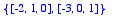 {vector([-2, 1, 0]), vector([-3, 0, 1])}