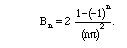 B[n,1] = 2 (1 - (-1)^n)/(n pi)^2