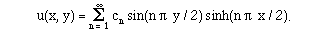 sum of c_n sin(n pi y/2) sinh(n pi x/2)