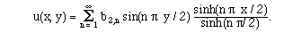u[x,y] = Sum[ b_2[n] Sin[n Pi  y / 2] Sinh[n Pi  x / 2] /Sinh[n Pi  /2] {n,1, Infinity}].